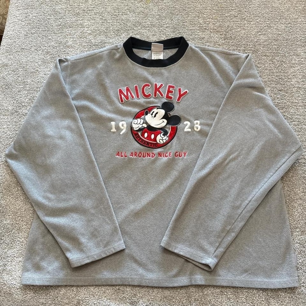 Vintage Mickey Mouse All Around Nice Guy Sweatshirt Large Embroidered Disney